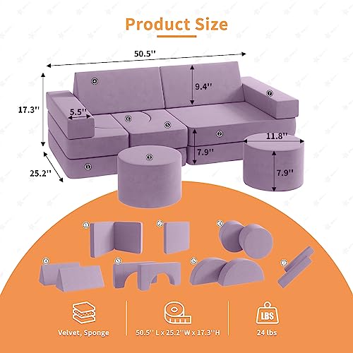 Modular Kids Play Couch 13PCS, Modular Couch Kids, Kids Couch for Playroom, Modular Kids Couch for Boys and Girls, Kids Play Couch for Kids (Blue, M)