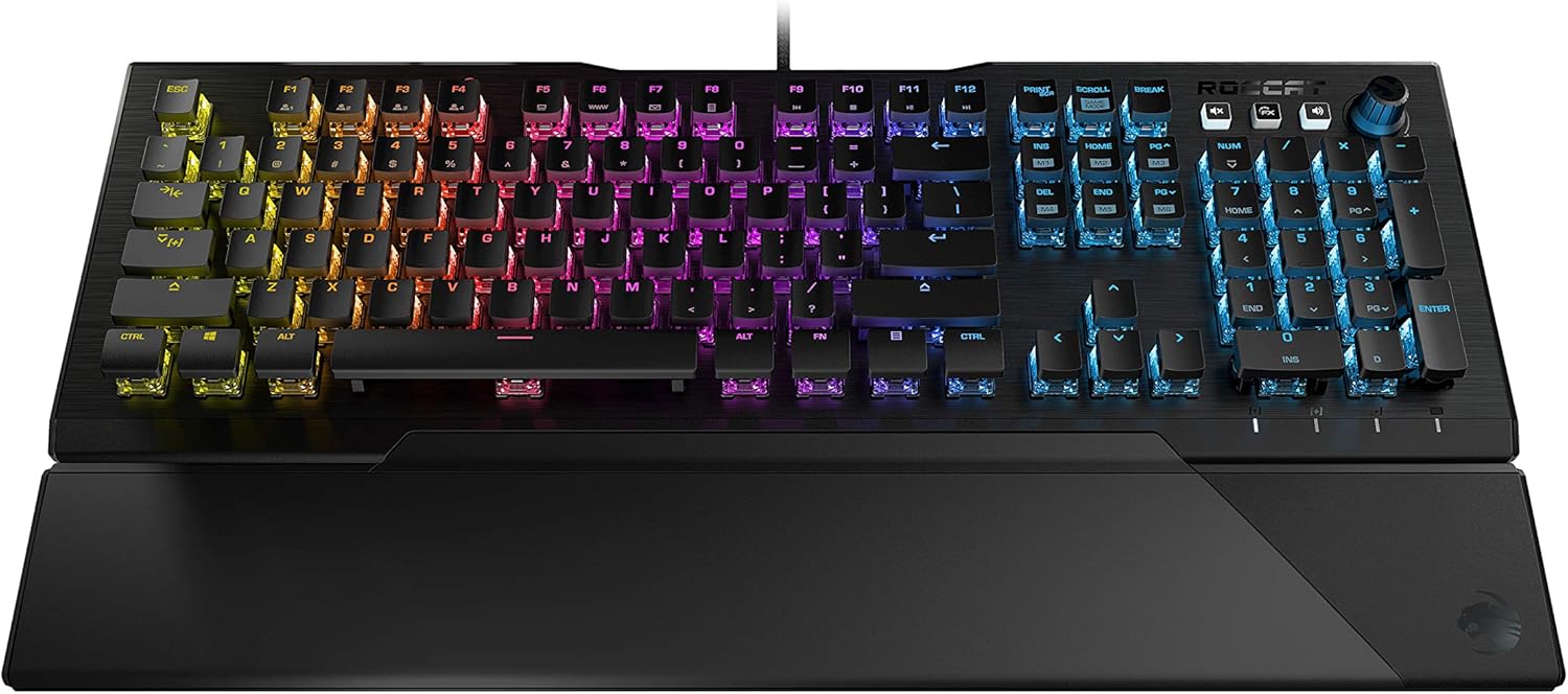 ROCCAT Vulcan 121 Mechanical PC Tactile Gaming Keyboard, Titan Switch, AIMO RGB Backlit Lighting Per Key, Anodized Aluminum Top Plate and Detachable Palm/Wrist Rest, Black