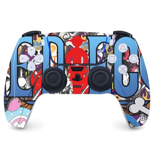 PS5 Slim Console Skin and Controller Skin Set | Anime One Piece Straw Hat Pirates | Matte Finish Vinyl Wrap Sticker Full Decal Skins | Compatible with Sony Playstation 5 Slim Disc Edition