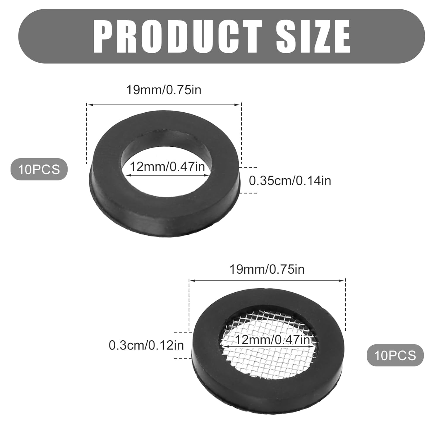 20pcs Shower Head Filter Gasket, 2 Types Faucet Washers 10 Rubber Washers Plumbing & 10 O-Ring Stainless Steel Water Hose Gasket for Hose Mesh Seal Ring Connecting Shower Head