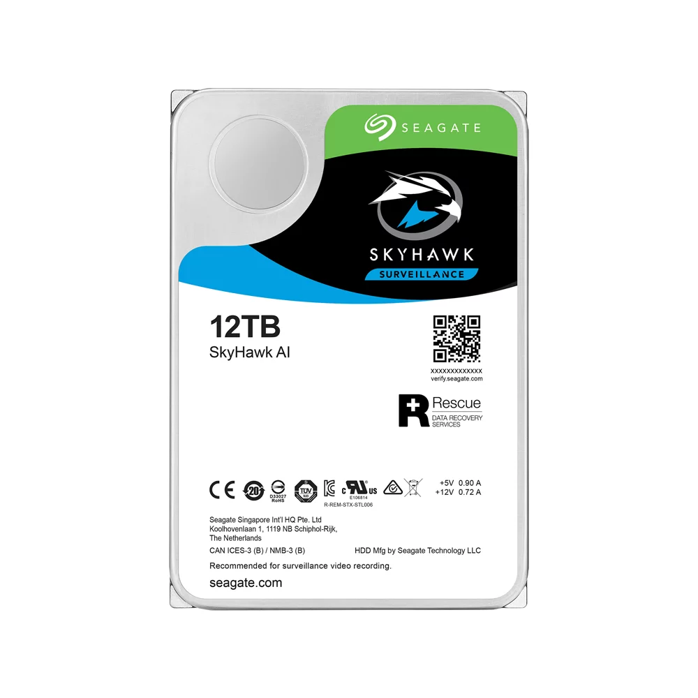 Seagate Skyhawk AI 12TB Surveillance Internal Hard Drive HDD–3.5 Inch SATA 6Gb/s 256MB Cache (ST12000VE0008)