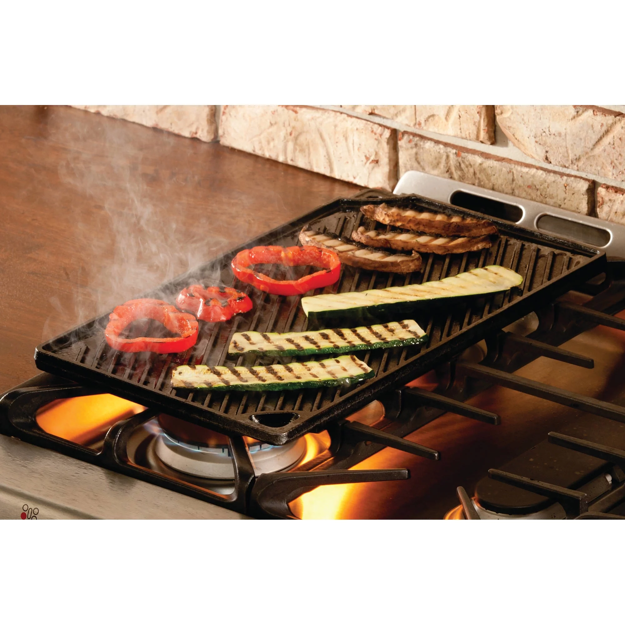Lodge Cast Iron Seasoned Double Play Reversible Grill/Griddle, Black