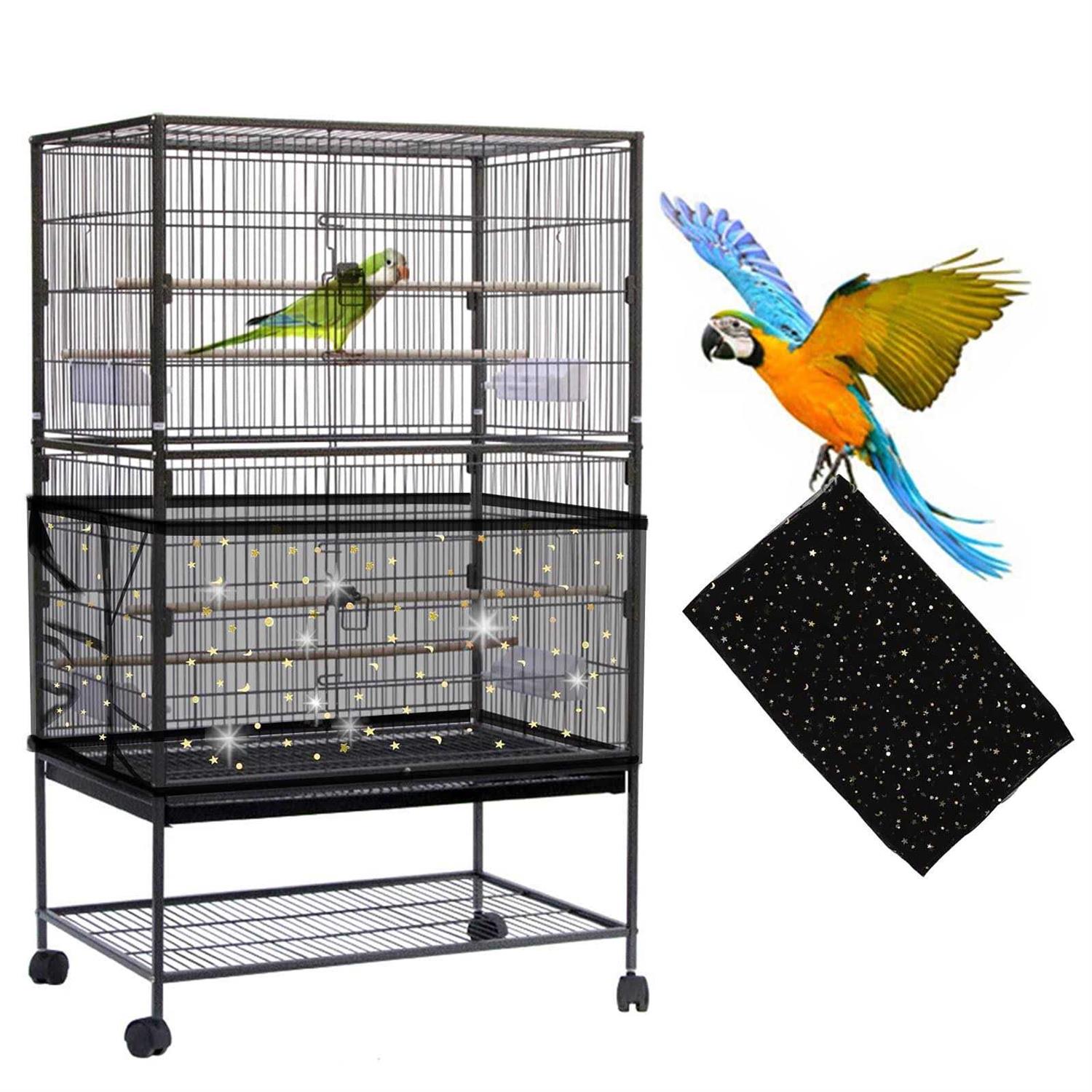 Daoeny Bird Cage Seed Catcher Large Bird Cage Cover Adjustable Soft Airy Nylon Mesh Net - Pet Supplies online store