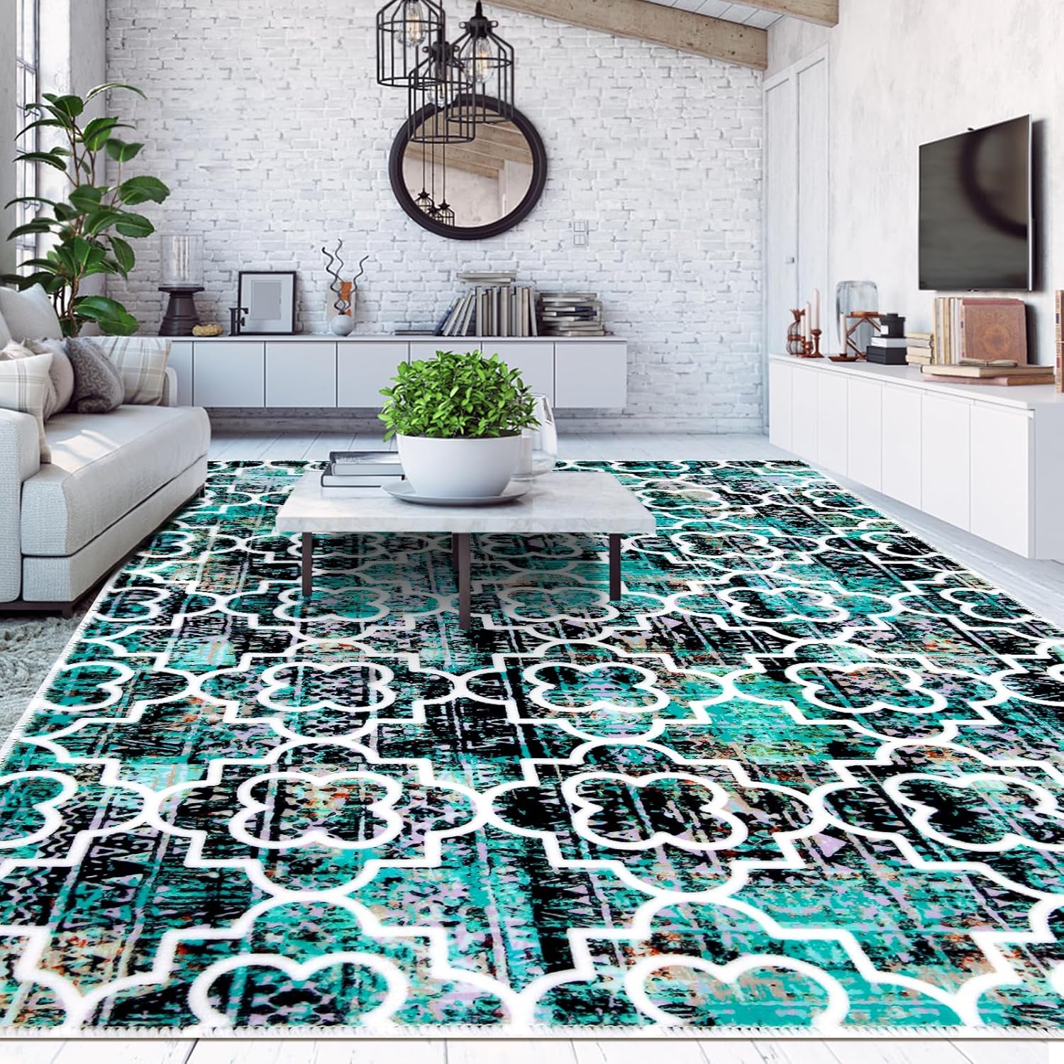 Area Rugs 5x7 Washable Rug for Living Room,Non-Slip Non-Shedding Ultra-Soft Floor Carpet for Home,Office, Dining Room,Bedroom (Style A)