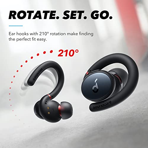 Soundcore by Anker, Soundcore Sport X10 True Wireless Bluetooth 5.2 Workout Headphones, Rotatable Ear Hooks, Deep Bass, IPX7 Waterproof, Sweatproof, 32H Play, Sport Earbuds, Gym, Running (Renewed)