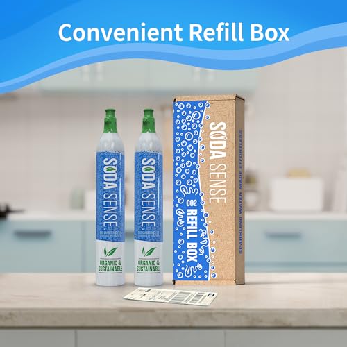 Soda Sense 60L Easy Connect CO2 3 Pack Canister Refill, Compatible w/SodaStream Quick Connect Soda Makers Only [ART, TERRA & DUO]