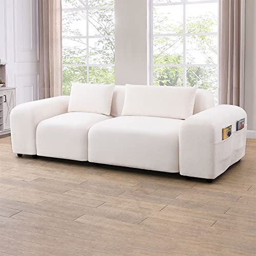 A Ainehome Living Room Furniture Sectional Sofa Modern Microfiber Couch White Sofas for Living Room Sets(B-White)