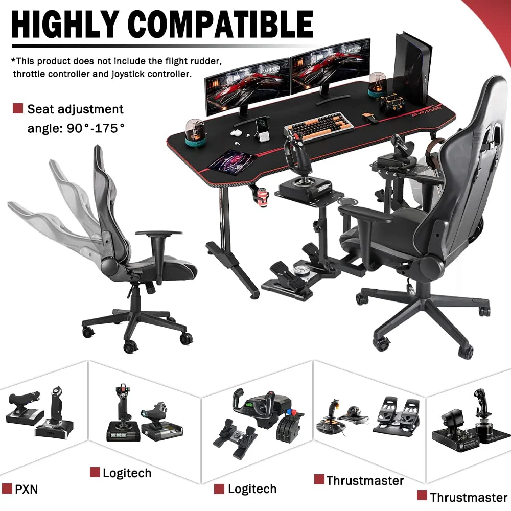 Supllueer Flight Sim Stand with Gaming Seat Fit Thrustmaster A10C Hotas Warthog Logitech X52