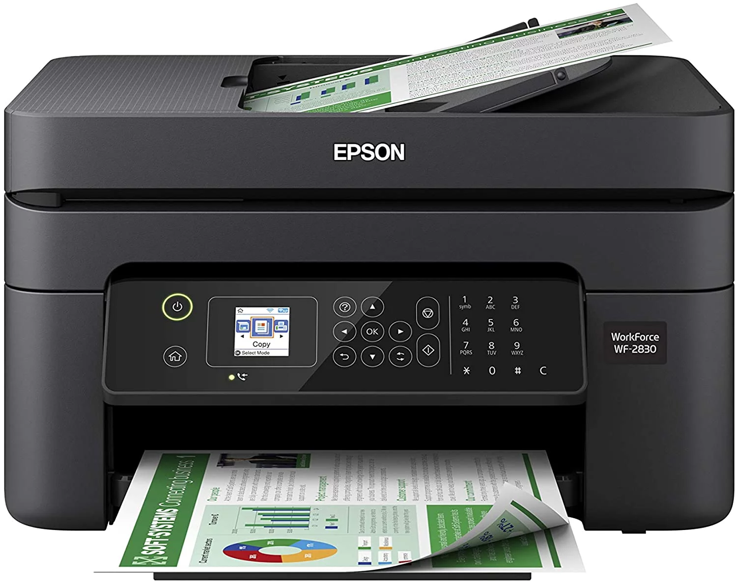 Epson Workforce WF-2830 All-in-One Wireless Color Printer with Scanner, Copier and Fax