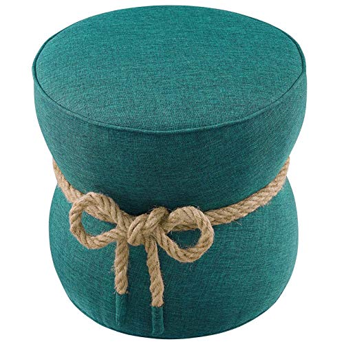 Modway Beat Upholstered Fabric Nautical Rope Round Ottoman in Atomic Red