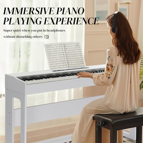 Ktaxon Digital Piano 88-Key Weighted Action Electric Piano with 3-Pedal Unit, Double Bluetooth, Split/Touch/Transpose Control Functions(Black)