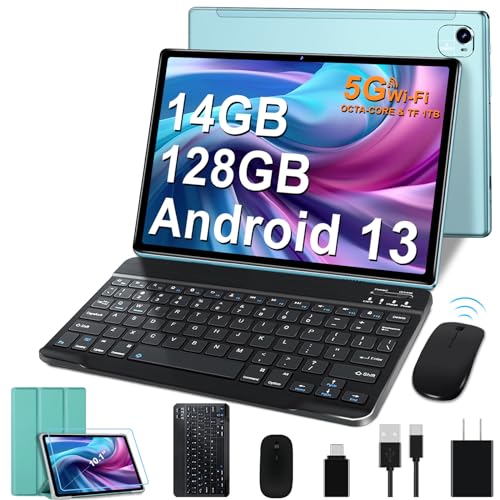 Tablet 11 Inch Android 13 Tablet PC Android Latest with 16GB+256GB+1TB Expand, 8600mAh, Support, Octa-Core 2.0 GHz, 5G WiFi, Dual Camera, Bluetooth 5.0, HD Screen Tablet with Keyboard Mouse - Grey