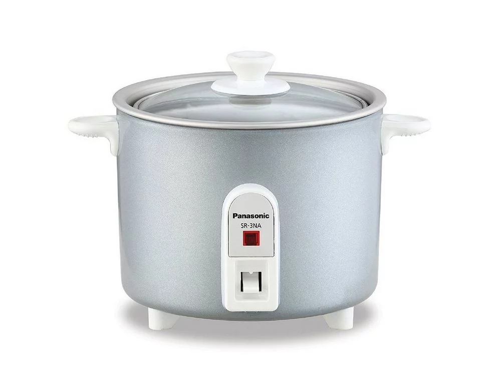 Panasonic 1.5-cup Mini Rice Cooker with Glass Lid, Silver