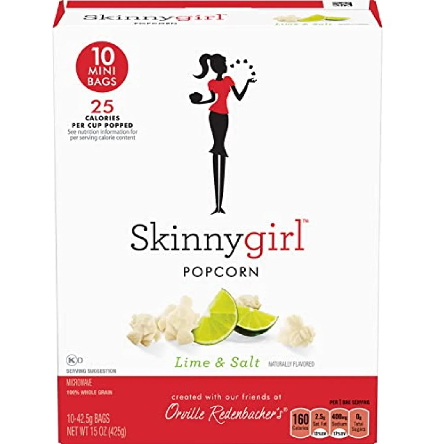 Orville Redenbacher's Skinnygirl Lime & Salt Popcorn, 1.5 oz Mini Bags, 10 ct, Pack of 6