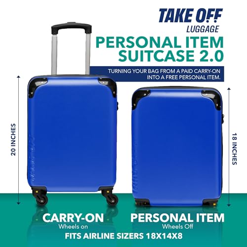18 Inch Personal Item Suitcase 2.0 with Removable Wheels Converts from Carry-On into Under the Seat Luggage and fits Airline Sizers 18x14x8 Inches