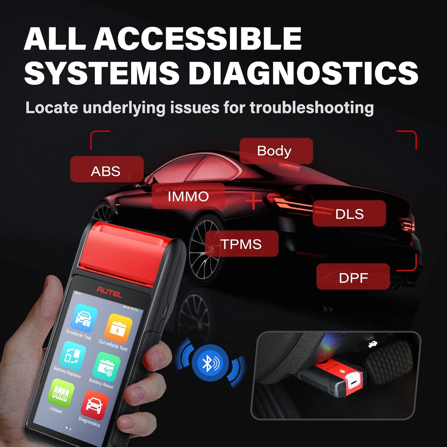 Autel MaxiBAS BT608, Battery Tester 6V &12V Battery Analysis Tool with All System Diagnostic Scan Tool OBD2 Scanner Upgraded from Autel AL539B/BT508/BT506