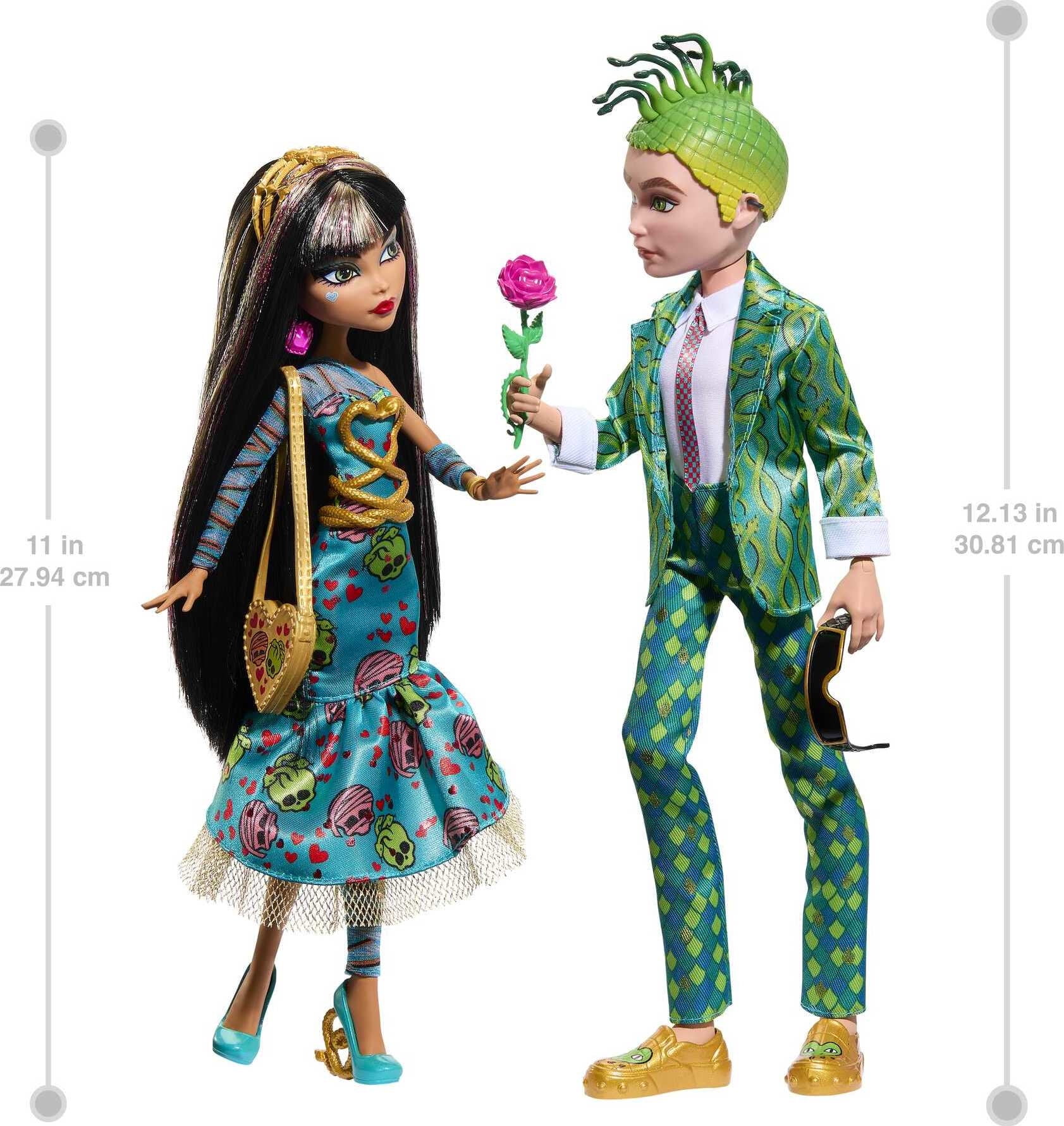 Monster High Cleo De Nile and Deuce Gorgon Collectible Dolls, Howliday Love Edition 2-Pack