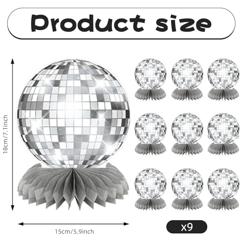 Disco Party Decorations - Silver Disco Decor Flat Disco Ball Centerpieces for Party Table Flat Disco Ball Decor for 70s Disco Ball Party Decorations Favors