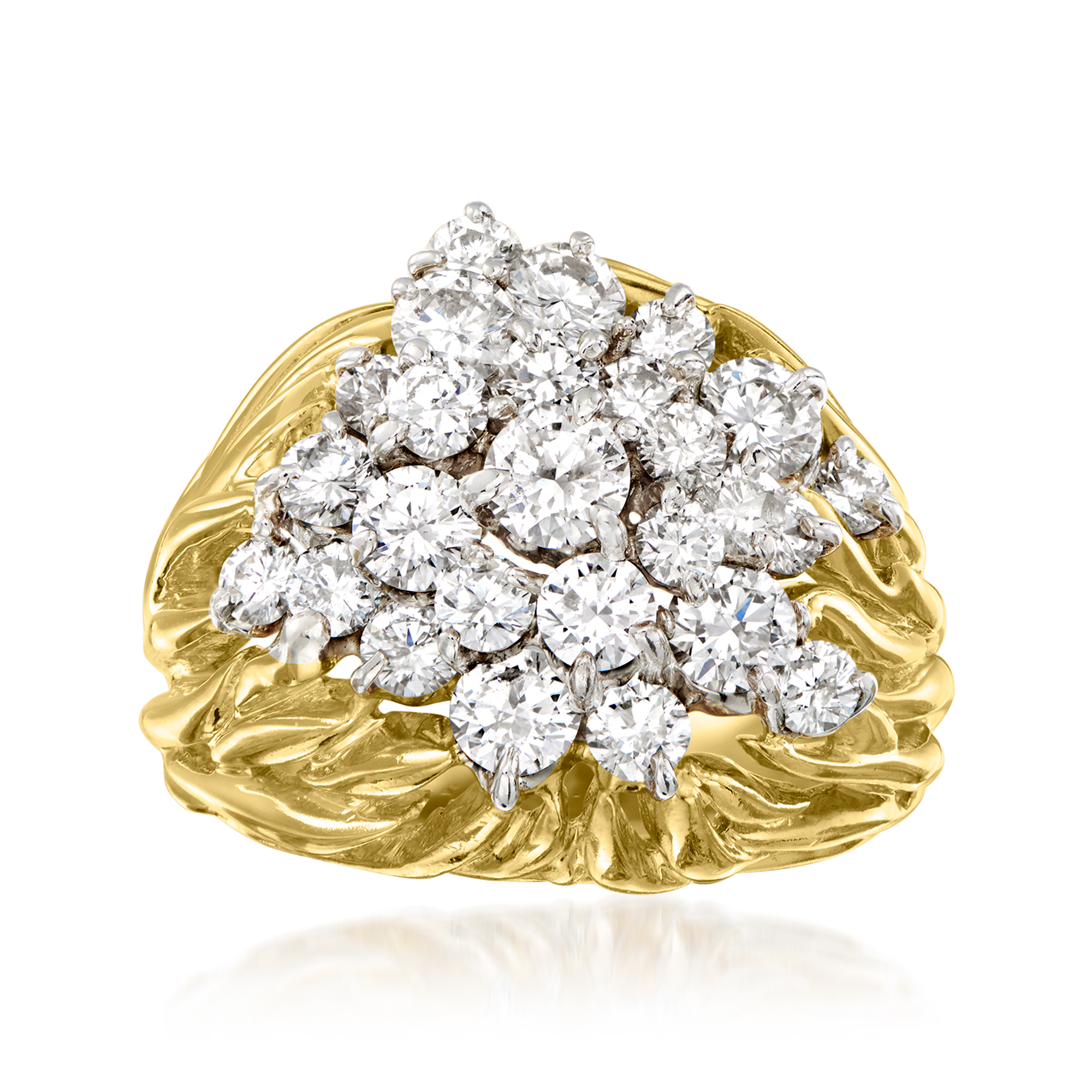 Ross-Simons C. 1980 Vintage 1.85 ct. t.w. Cluster Cocktail Ring in 18kt Yellow Gold, Women's, Adult, Pre-Owned