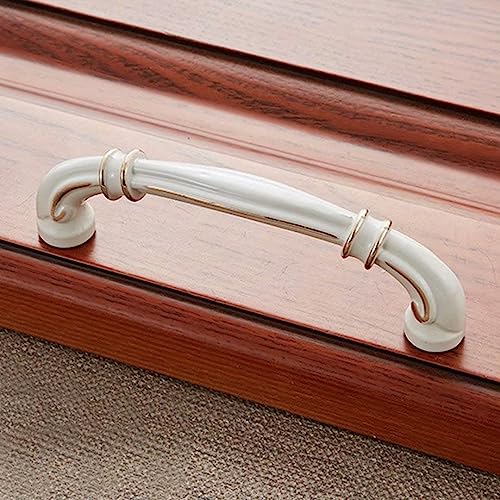Handle,Drawer Handles，Vintage Ceramic Drawer Knobs,Cabinet Wardrobe Bow Pull Handles,6 Pcs Door Knobs Hardware Drawer Pulls ， Chinese Style Antique Furniture Handles Dr ( Color : Ivory White , Size :