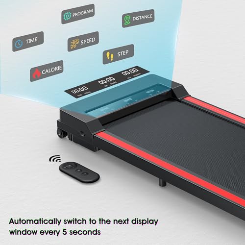 Walking Pad Treadmill, Portable Under Desk Treadmill 2-in-1 Treadmill, Installation Free, with Foldable Wheels, Remote Control, Walking Jogging Running Machine, LED Display for Home/Office