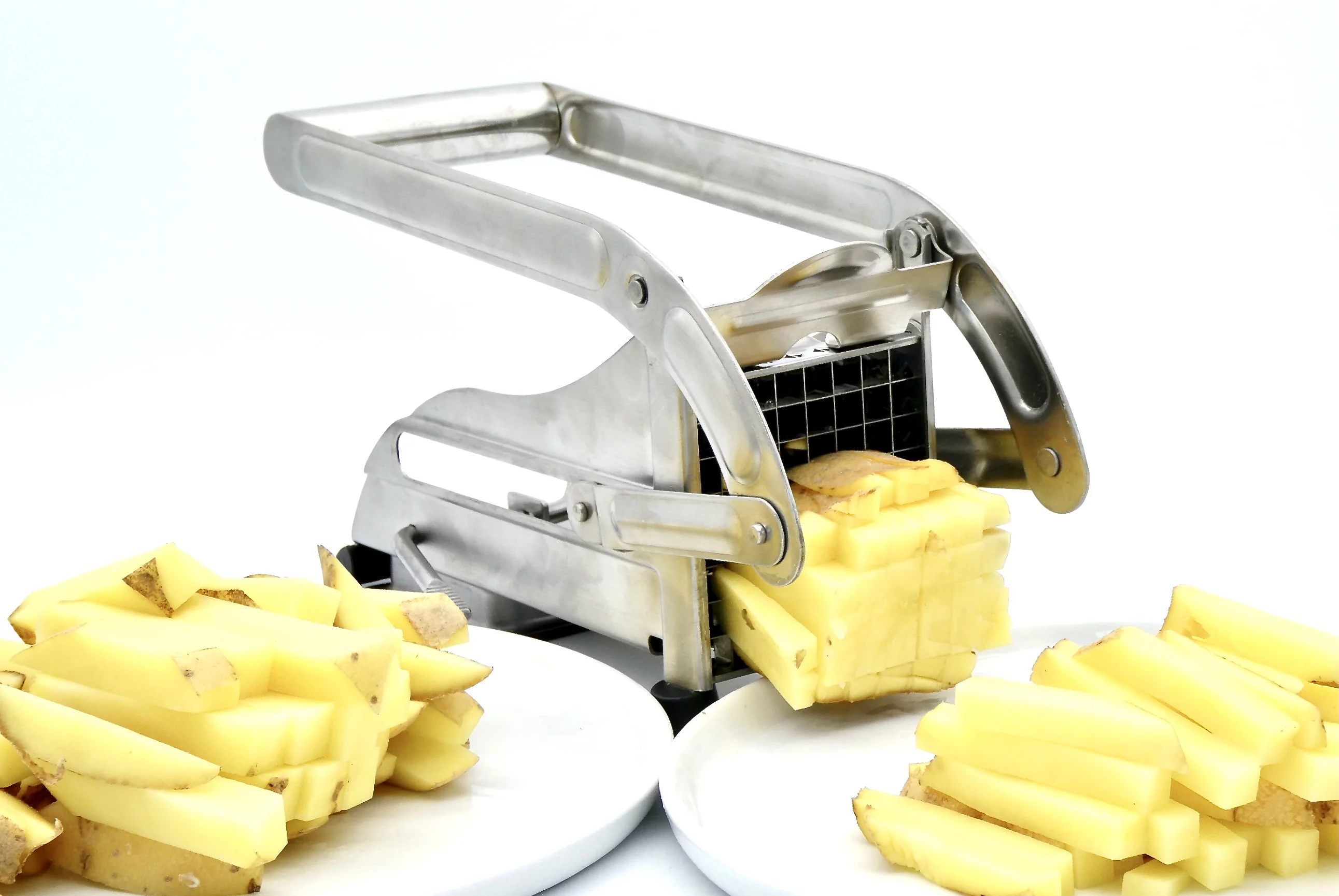 ICO French Fry Cutter, Professional Potato Slicer, 1/2 and 1/3-Inch Blades, No-Slip Suction Technology, Vegetable Chopper, Air Frier Accessory, Keto Friendly Zucchini Fries Maker, Stainless Steel