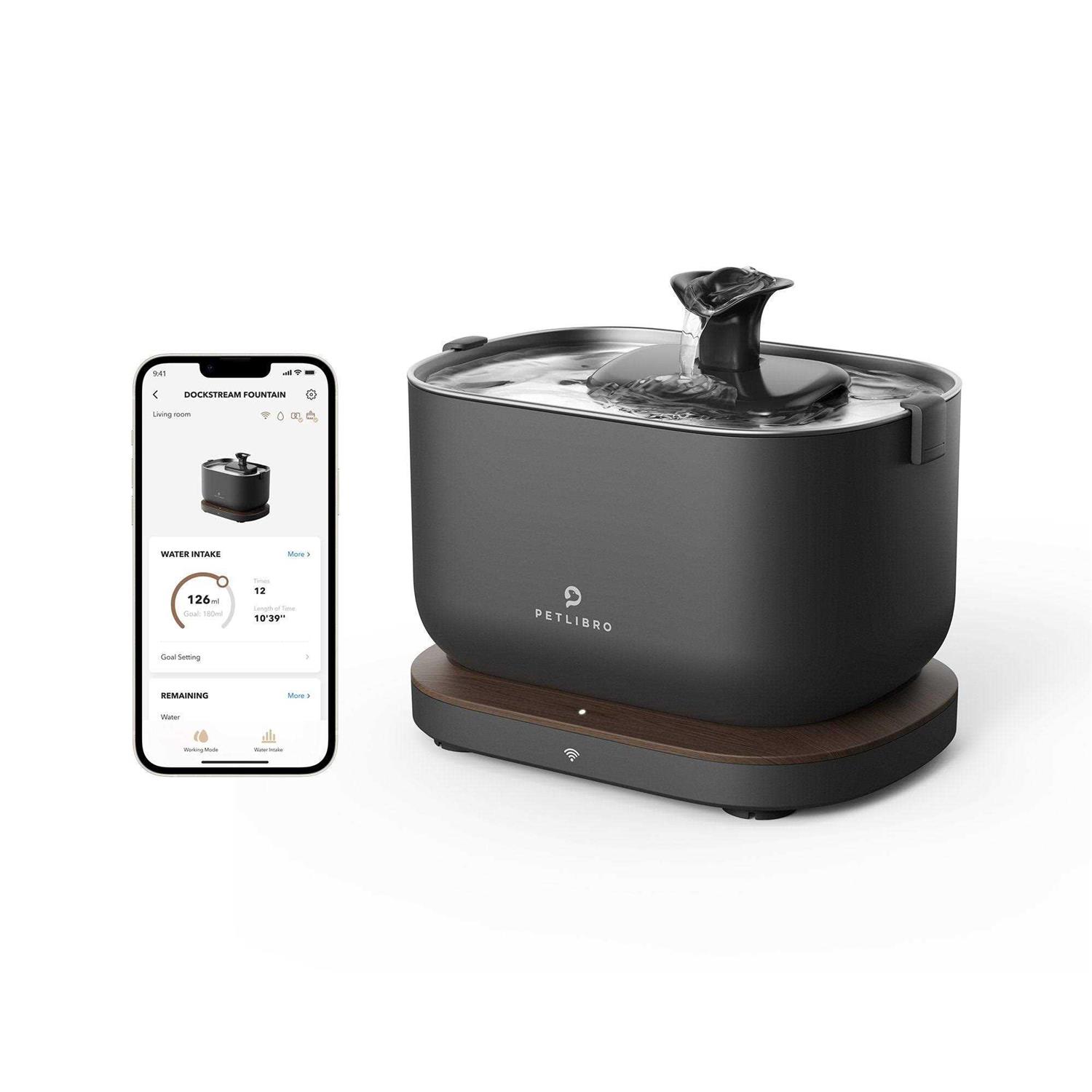 PETLIBRO App Monitoring Cat Water Fountain with Wireless Pump 2.5L/84oz Dockstream Pet Water Fountain for Cats Inside - Pet Supplies online store