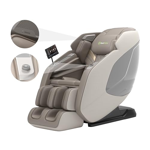 Real Relax 4D Massage Chair Full Body, Zero Gravity Recliner with Negative Ion Purification, Aromatherapy, 20 Auto Modes, Yoga Stretching, Touch Screen, Foot Rollers, Wireless Charger, PS5200 Brown