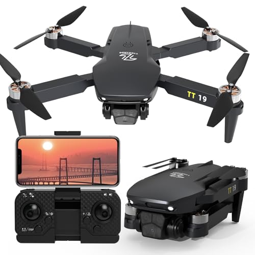 TT19 Foldable 1080P Drone with Camera for Adults, 270° Obstacle Avoidance, Brushless Motor Drones RC Quadcopter with Optical Flow Positioning, Level 3 Wind Resistance, Altitude Hold, Orange