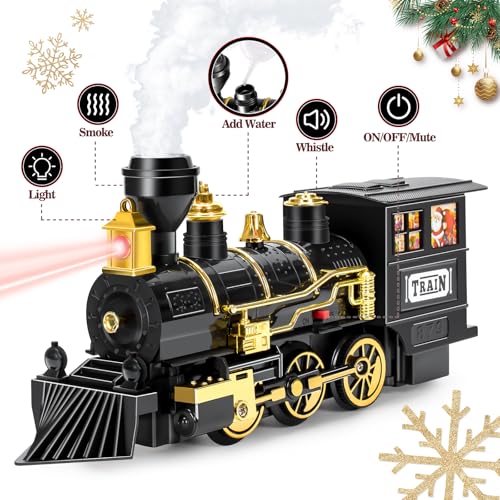 Gloween Train for Christmas Tree - Christmas Train Sets for Under The Tree, Electric Train Toy with Steam, Light & Sound, Great for 3 4 5 6 7 8+ Year Old Kids Toddler - MT241008