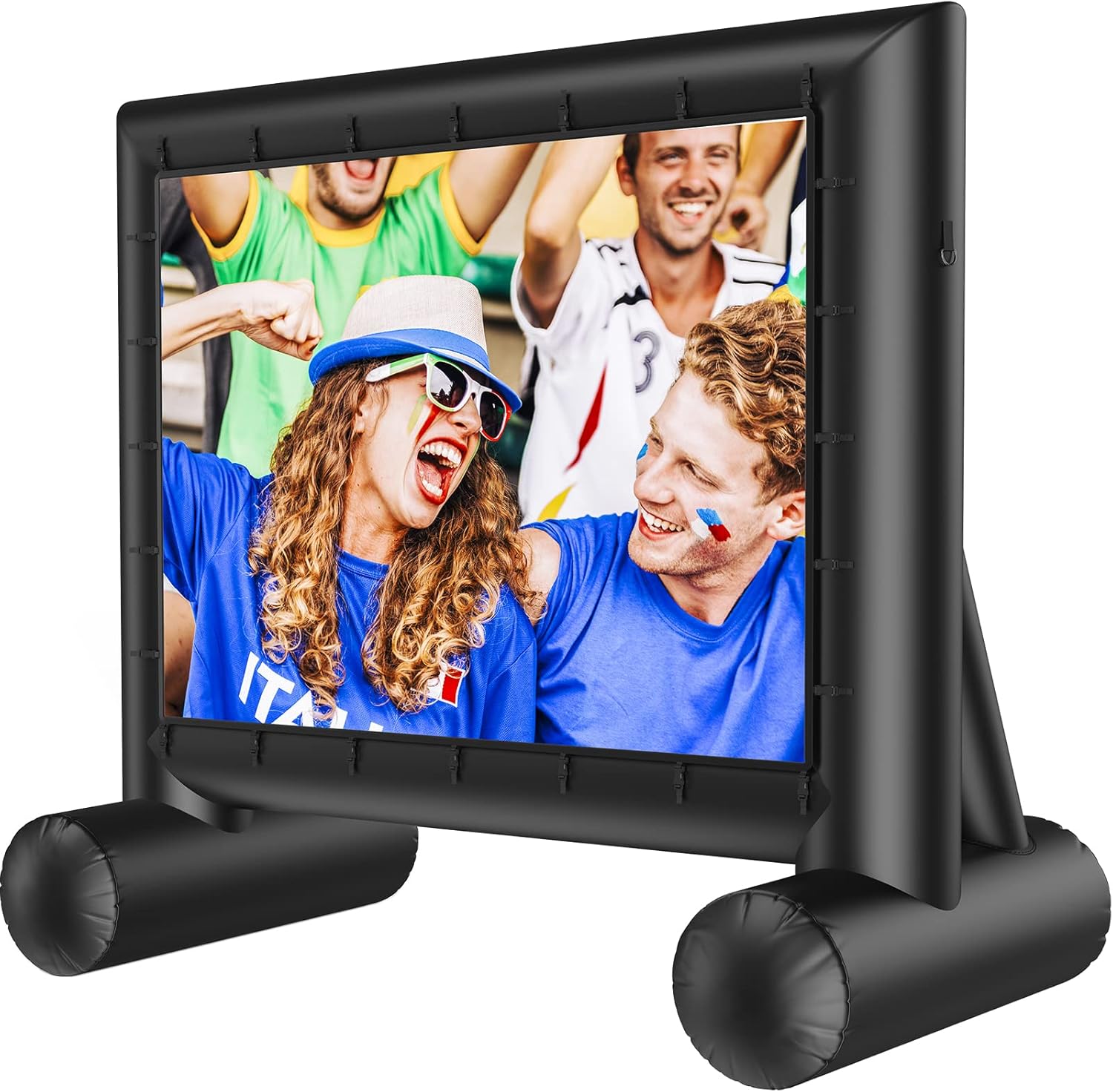 Amada 14 Feet Outdoor Inflatable Movie Screen, Projector Screen with Fast Low-Noise Air, Support Front Rear Projection for Backyard Movie Night, Home Theater, Theme Party, AMPJ04