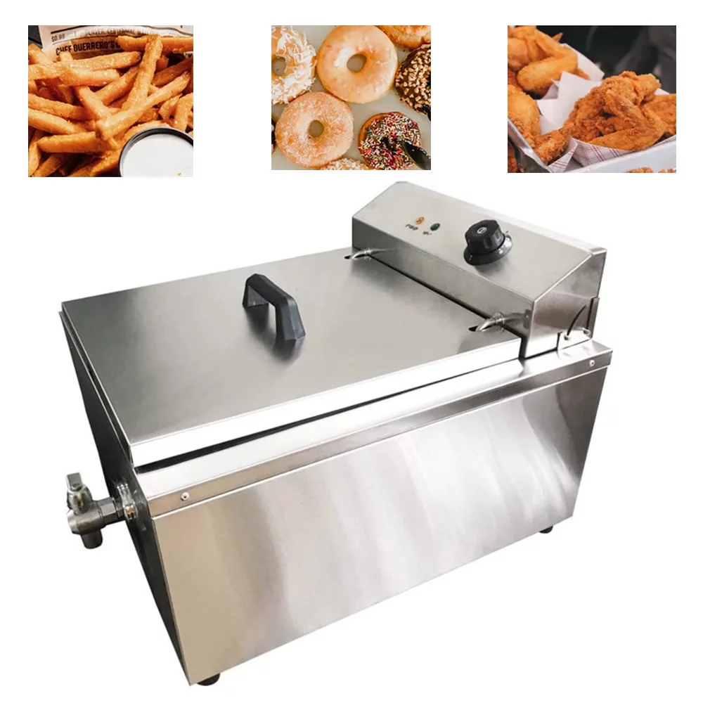 EQCOTWEA Funnel Cake Deep Fryer Donut Frying Machine Stainless Steel W/2 Ring Molds