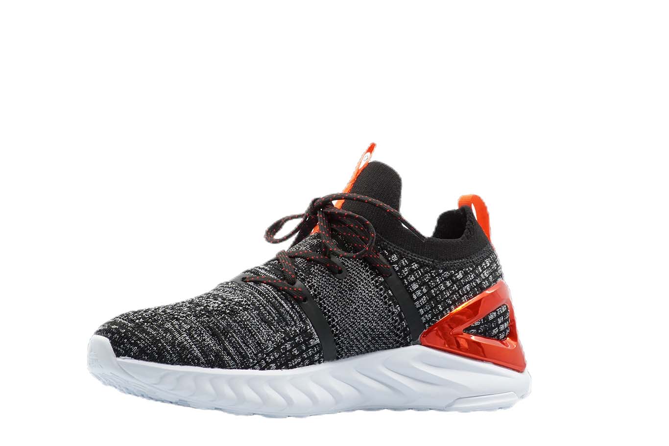 [E92577] Mens Peak Taichi 1.0 Plus Black Melange Grey Running Shoes - 7