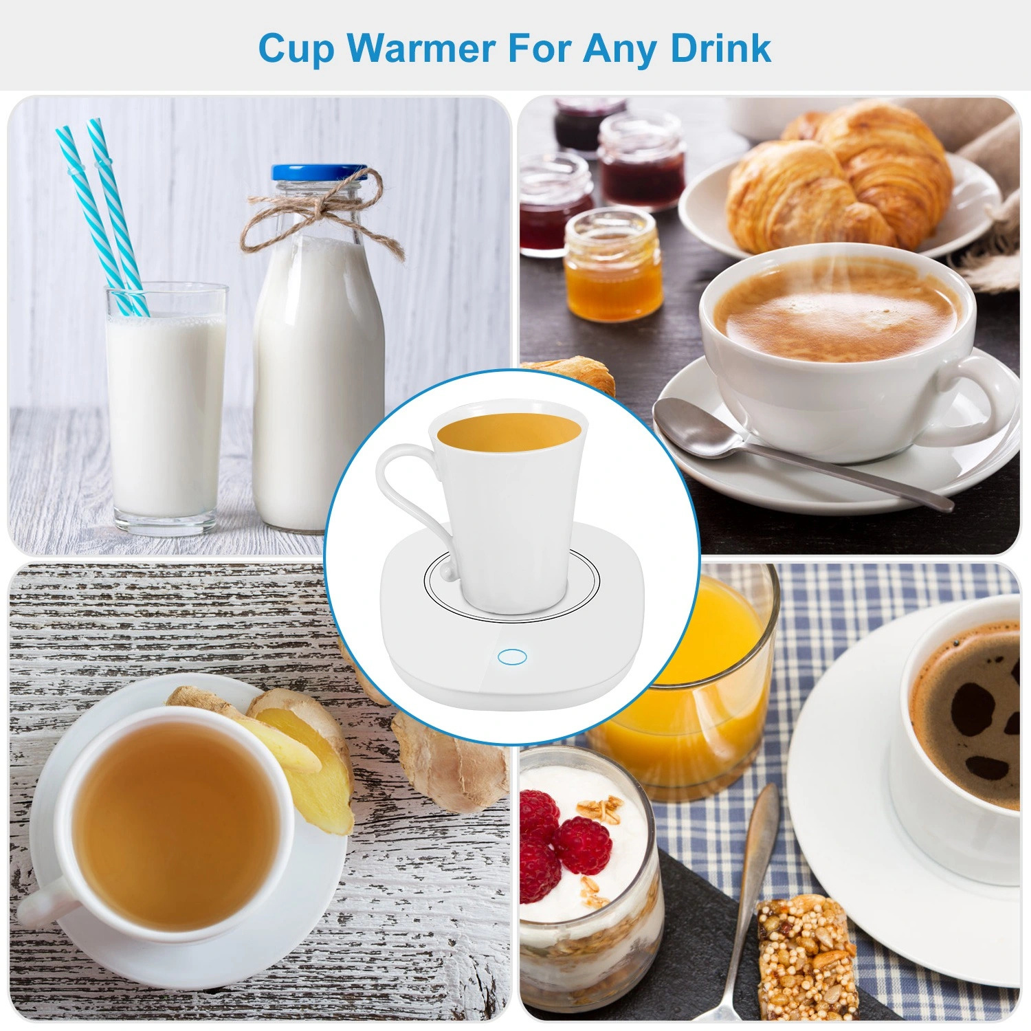 Adrinfly Coffee Mug Warmer Cup Warmer Auto Shut Off Coffee Tea Milk Electric Heater Pad Office Home Desk Coffee Mug Warmer