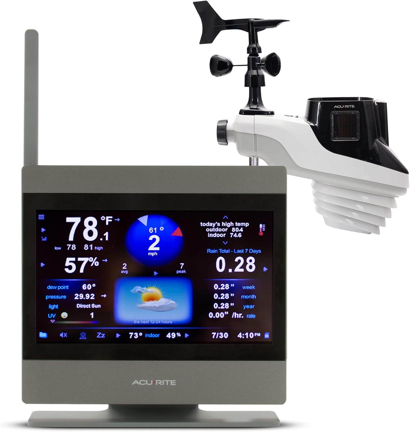 AcuRite Atlas 01007M Weather Station with Temperature and Humidity Gauge, Rainfall, Wind Speed, Direction & Lightning Detection for Home Forecast