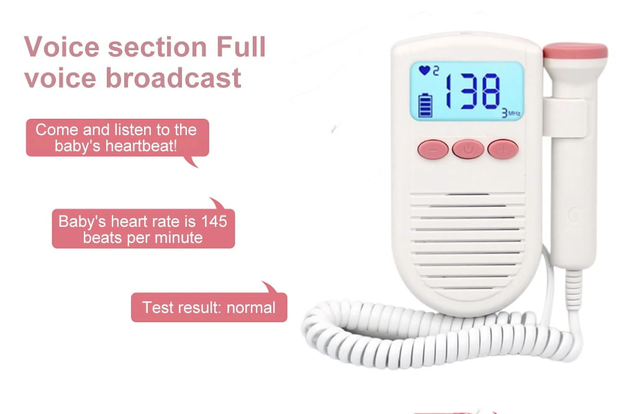 Baby Heartbeat Monitor Expectant Mothers Fetal Heart Rate Monitoring Belt Pregnant Band Portable for Pregnancy