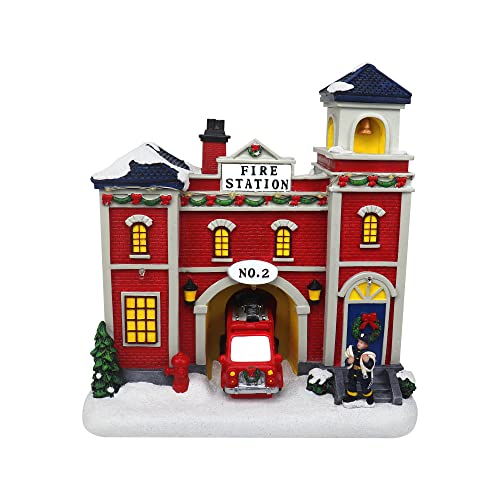 Christmas Village Sledding Down Hill - Lighted Musical Snow Village with 8 Animated Kids Going Down The Mountain