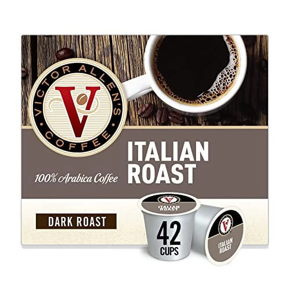 Victor Allen's Coffee Italian Roast, Dark Roast, 42 Count Single Serve Coffee Pods for Keurig K-Cup Brewers