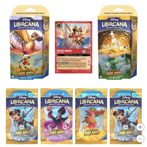 Disney Lorcana Trading Card Game, Includes 2 Ready-to-Play Decks Each Includes 1 Booster Pack, Plus 4 Additional Booster Packs and 1 Promo Card