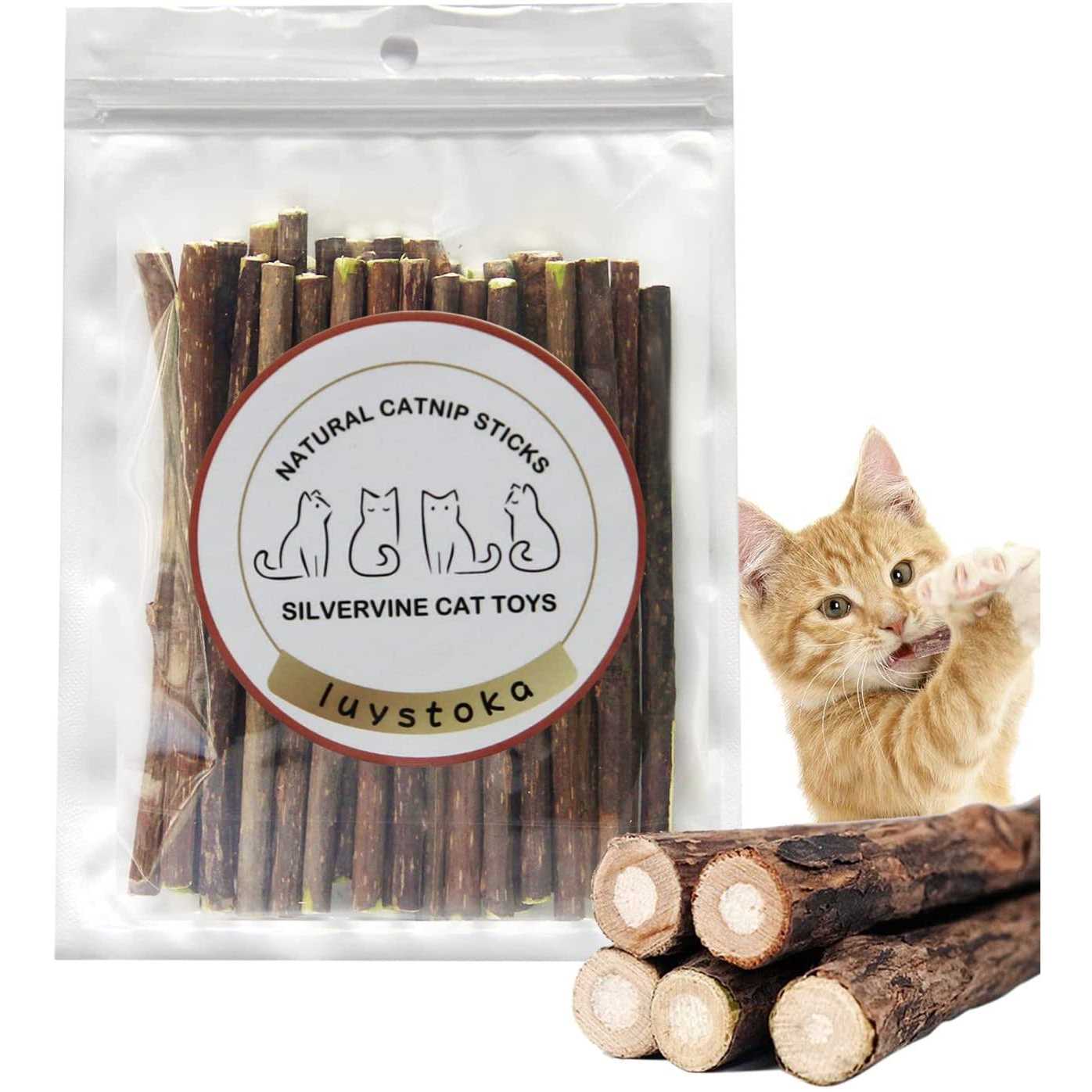 Luystoka 30pcs Kitten Toys Catnip Toys Matatabi Silvervine Sticks Kitty Chew Toys Wooden Stick Kitten Teething Toys Molar Suitable for Cats of All - Pet Supplies online store