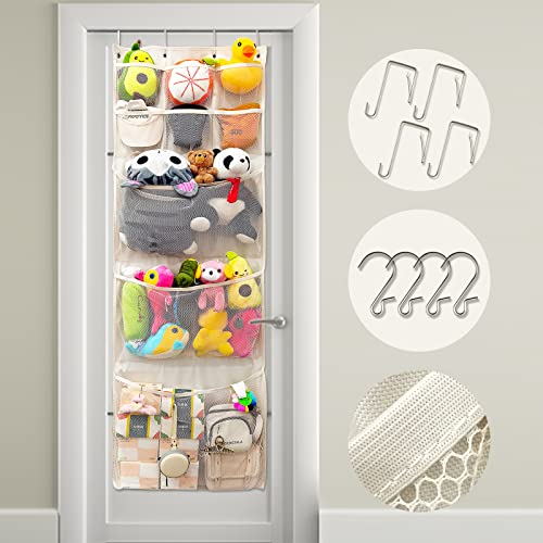 Stuffed Animal Storage, Over The Door Organizer Storage for Stuffed Animals Holder, Animals Storage Bag for Room Bathroom Behind Door Storage Organizer, 3 Large & 6 Small Breathable Dense Mesh Pockets