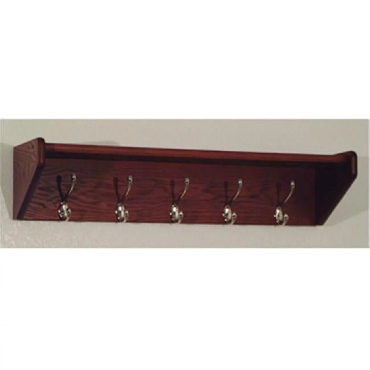 Wooden Mallet 5 Hook Wall Mounted Coat Rack Shelf in Mahogany