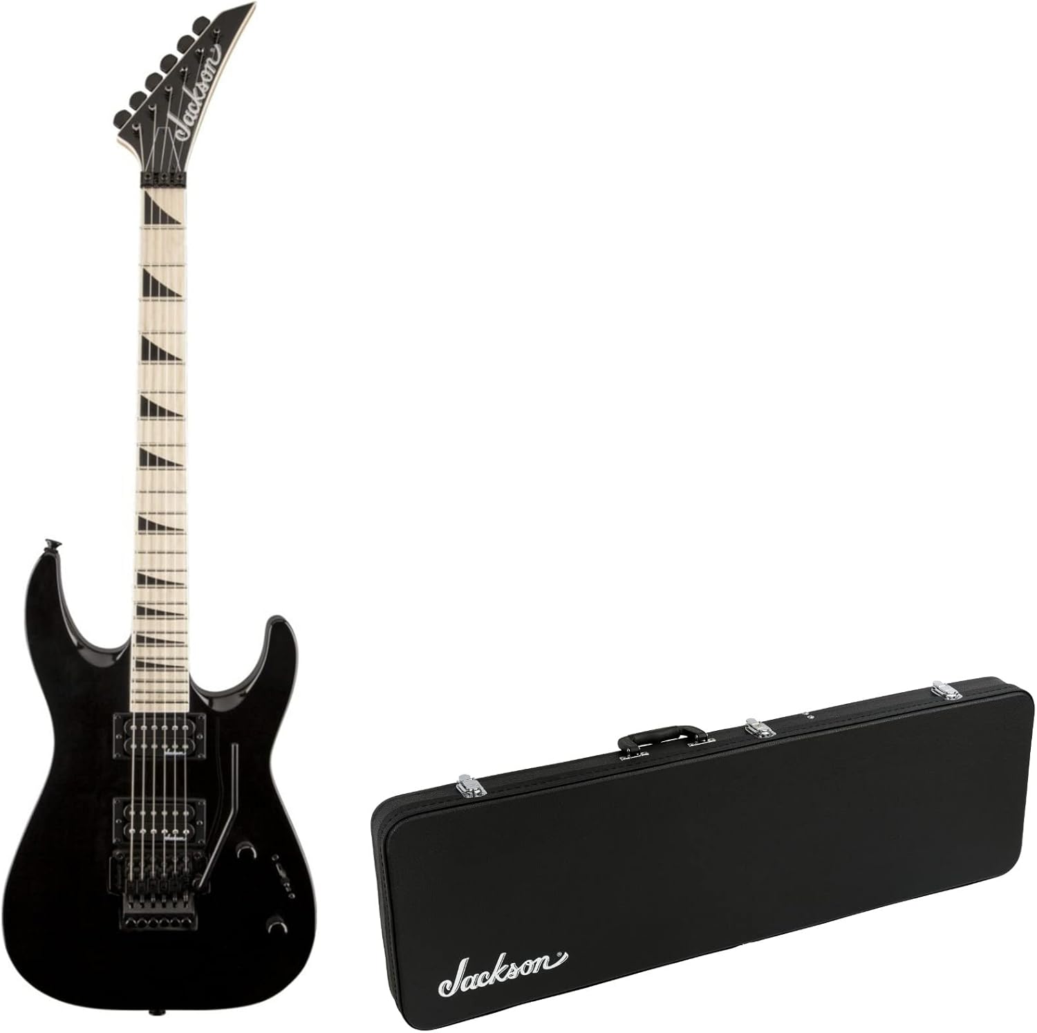 Jackson JS Series Dinky Arch Top JS32 DKAM 6-String Electric Guitar (Gloss Black) Bundle with Jackson Economy Hardshell Case (2 Items)