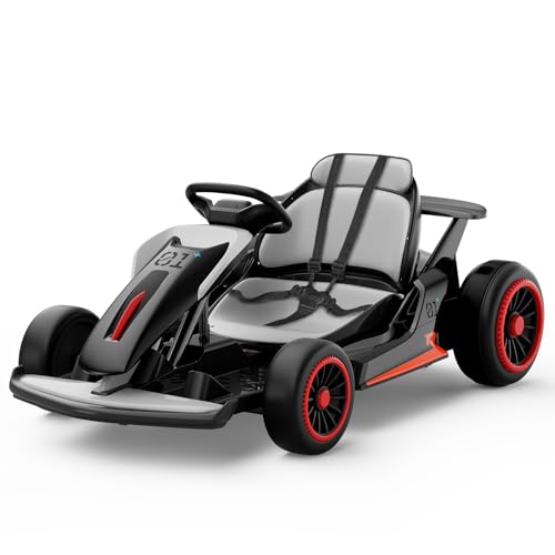 Planet X8 24V Electric Go Kart, 2x150W Drift Kart for Big Kids, 5-Point Safety Belt with Soft Start, Up to 8 MPH Racing Speed, 7AH Large Battery, Power Display, Wireless, Music