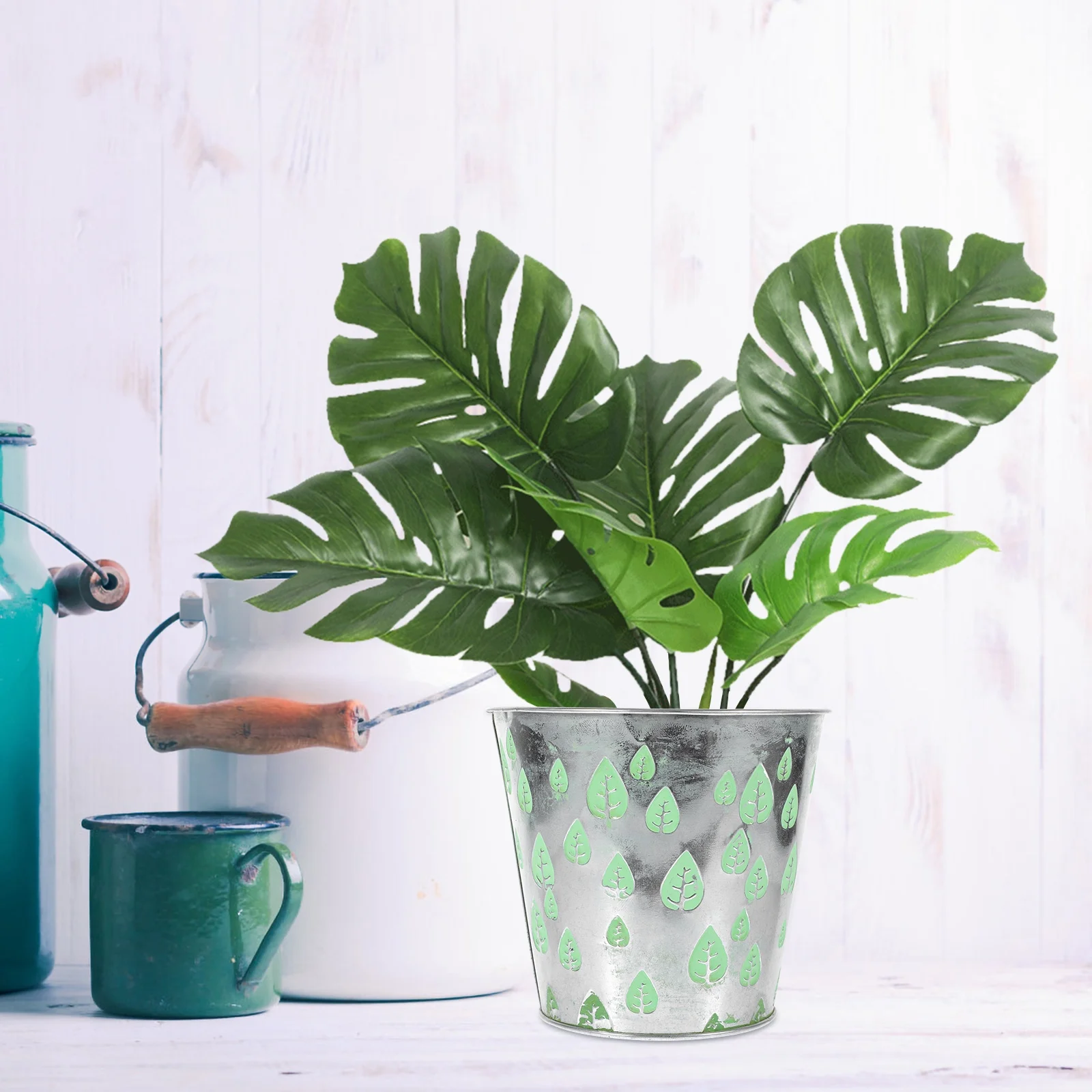 Flower Preservation Container Pot Tall Plant Stand Light Green