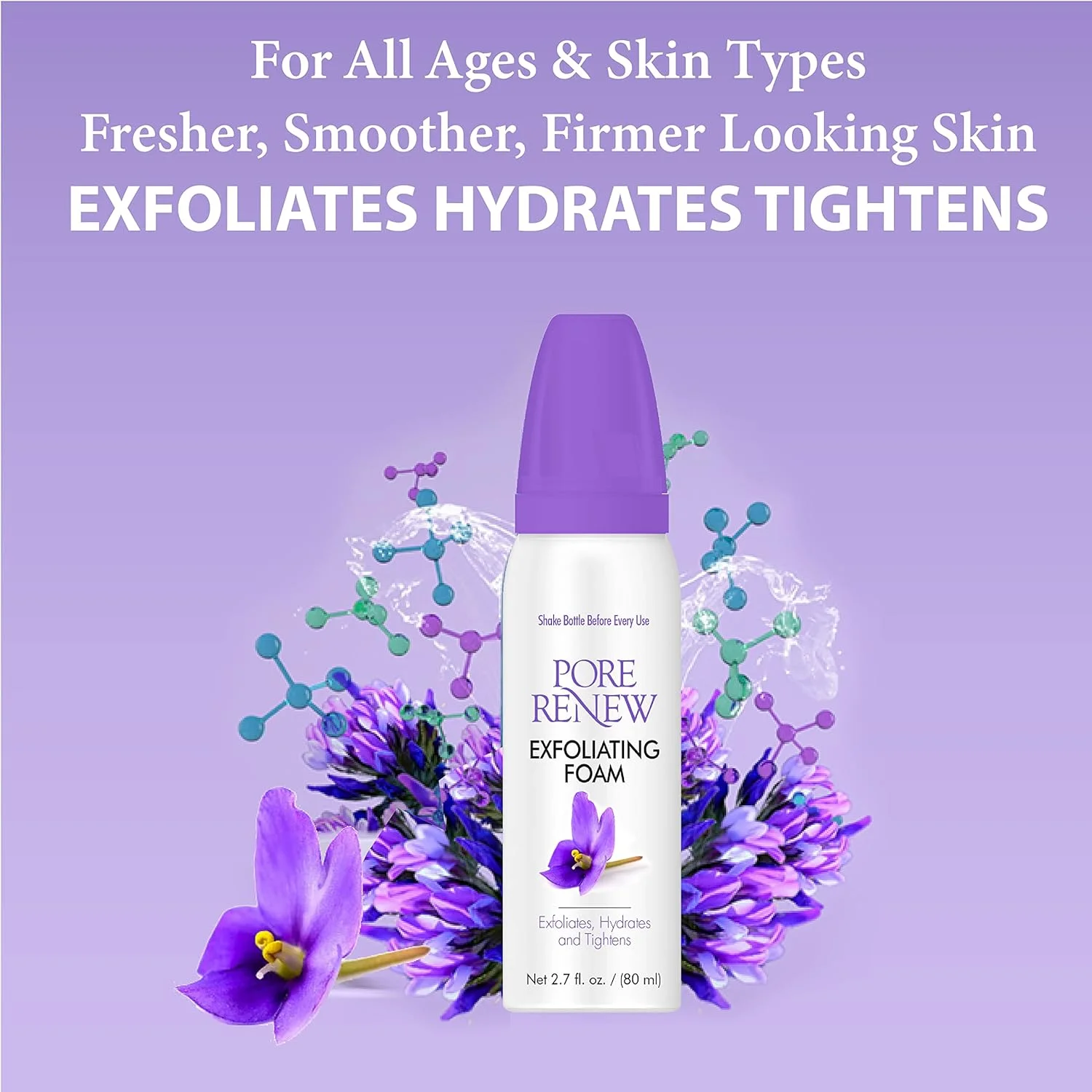 Pore Renew 2.7 Fl. Oz. / 80 Ml Exfoliating Foam, Deep Cleanser That Peels, Hydrates, And Tightens Skin For A Fresher, Smoother, And Firmer Looking Complexion In Minutes