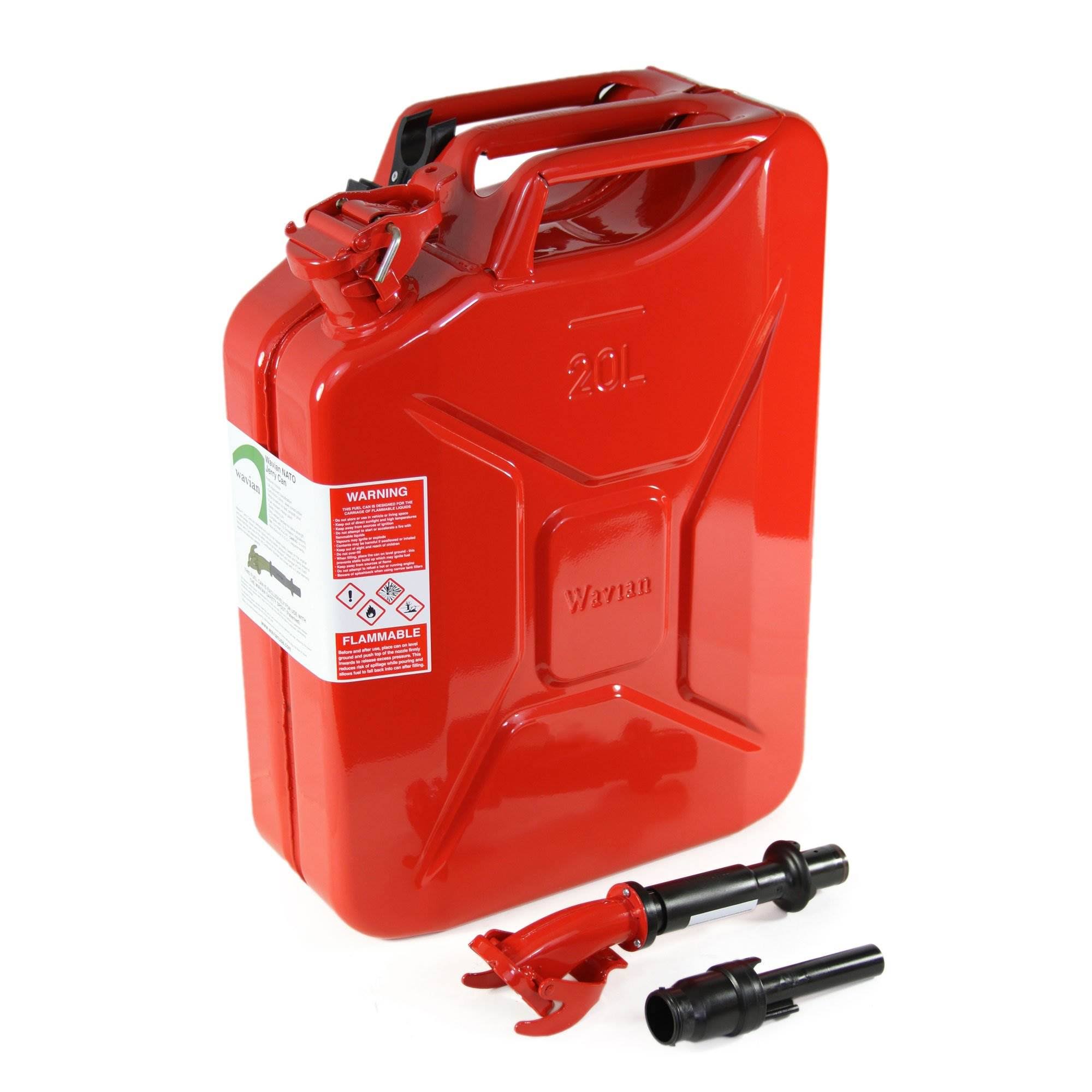 2 Wavian 3009 5.3 Gallon 20 LITER Authentic Carb Fuel Jerry Can with Spout, Red