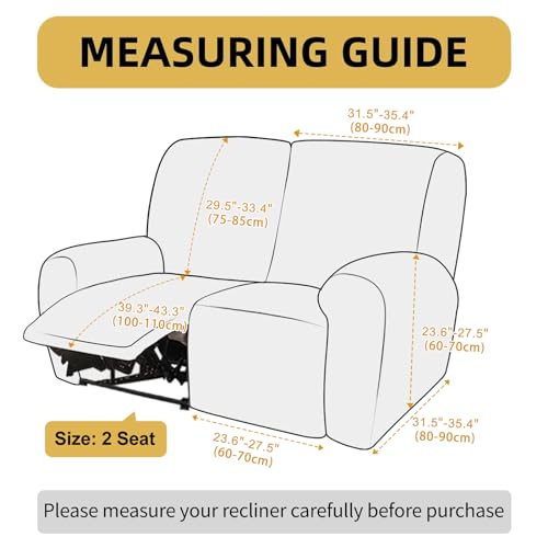 HDCAXKJ Waterproof Loveseat Recliner Cover for 2 Cushion Couch Reclining Sofa 2 Seat Stretch Soft Recliner Sofa Covers Double Recliner Cover Love Seat Recliner Slipcovers Protector (Orange, 2 Seat)