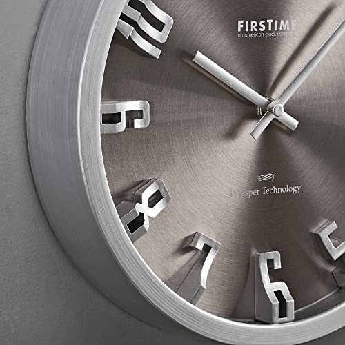 FirsTime & Co.® Steel Dimension Wall Clock, American Crafted, Silver, 10 x 2 x 10,