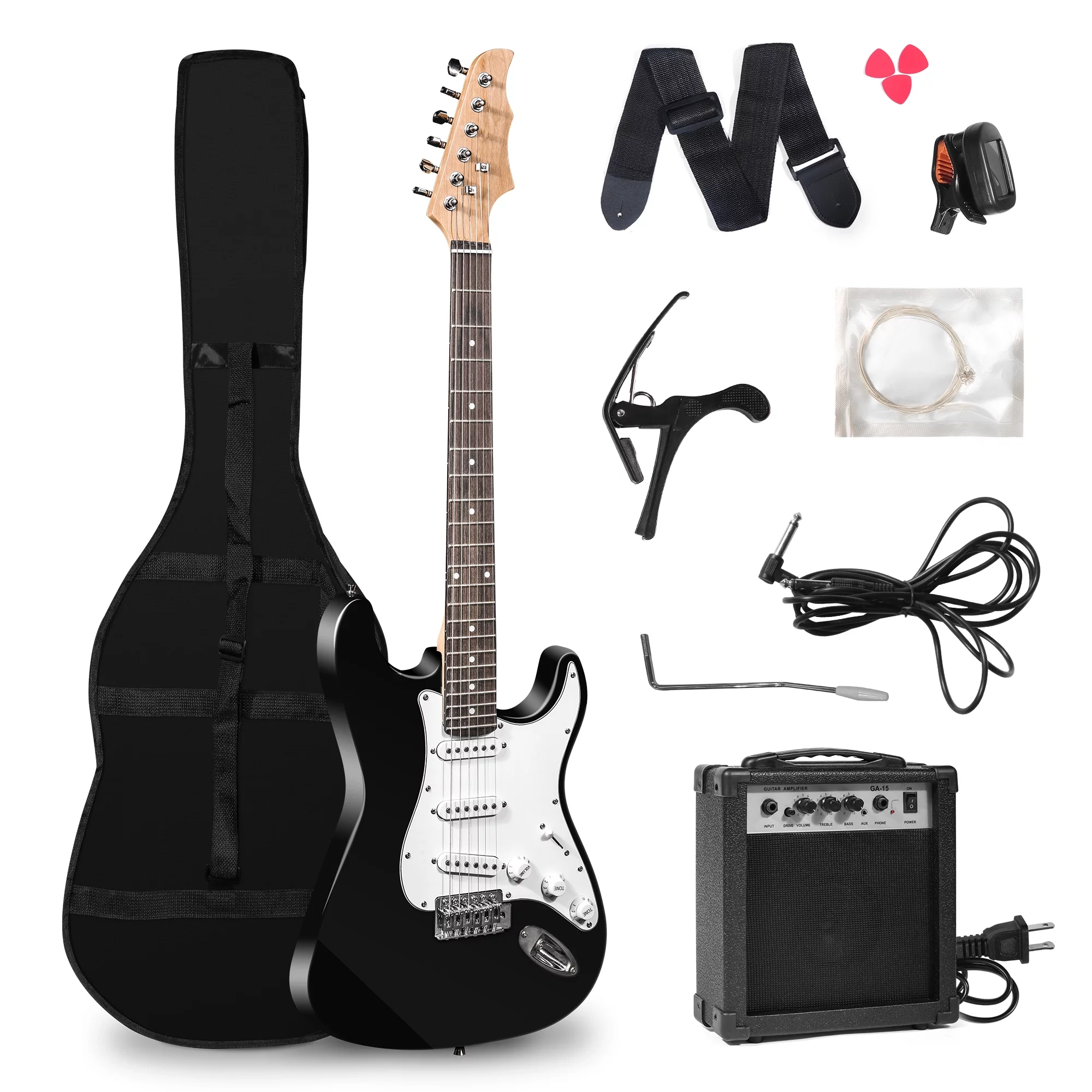 KARMAS PRODUCT 39 Inch Electric Guitar Starter Kit for Teenager and Aldult, Full-size Beginner Guitar with 10W Amplifier, Carrier Bag, Tuner, Strings, Picks, Cable